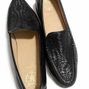 Cole Haan Black Woven Leather Slip-On Loafers